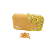 Load image into Gallery viewer, Designer C shape Front Double Color Stone Frame Clutch - myStore20202019