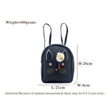 Load image into Gallery viewer, Two In One Front Bow Cat Print Double Zip Girls BackPack - myStore20202019