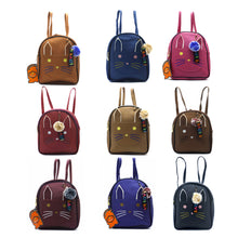Load image into Gallery viewer, Two In One Front Bow Cat Print Double Zip Girls BackPack - myStore20202019