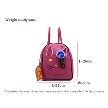 Load image into Gallery viewer, Two In One Front Bow Cat Print Double Zip Girls BackPack - myStore20202019