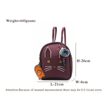 Load image into Gallery viewer, Two In One Front Bow Cat Print Double Zip Girls BackPack - myStore20202019