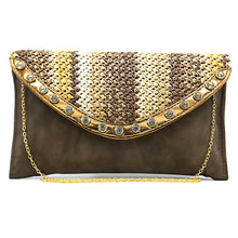Load image into Gallery viewer, Two In One Jute Stone Flap Envelope Women Clutch - myStore20202019