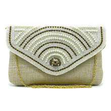 Load image into Gallery viewer, Women's Clutch with 2In1 Flap Heavy Pearl & Stone Jute Design - myStore20202019