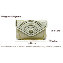 Load image into Gallery viewer, Women's Clutch with 2In1 Flap Heavy Pearl & Stone Jute Design - myStore20202019