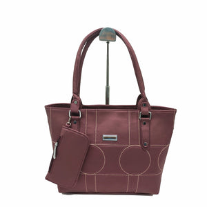 Women's Handbag & Pouch With Circles Stitch Design - myStore20202019