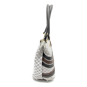 Double Zip Printed Stripes Stylish Hand Bag - myStore20202019