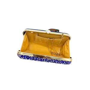 Designer Full Front Double Color Stone Frame Clutch - myStore20202019