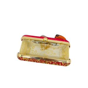 Designer Full Front Double Color Stone Frame Clutch - myStore20202019