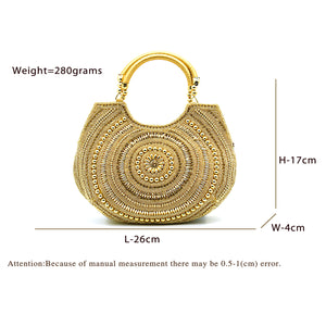 Double Handle Circle Moti Women Clutch - myStore20202019