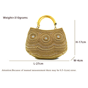 Double Handle Three Circle Moti Women Clutch - myStore20202019