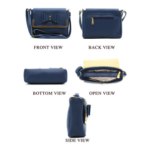 Double Zip Frame Bow Fitting Women Sling Bag - myStore20202019