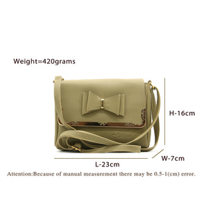 Double Zip Frame Bow Fitting Women Sling Bag - myStore20202019