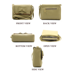 Double Zip Frame Bow Fitting Women Sling Bag - myStore20202019