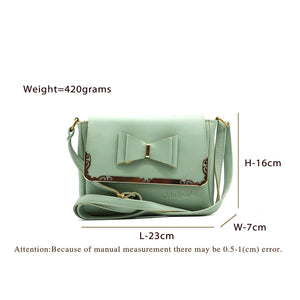 Double Zip Frame Bow Fitting Women Sling Bag - myStore20202019