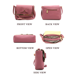 Double Zip Frame Bow Fitting Women Sling Bag - myStore20202019