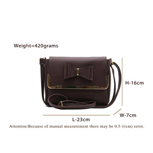 Double Zip Frame Bow Fitting Women Sling Bag - myStore20202019