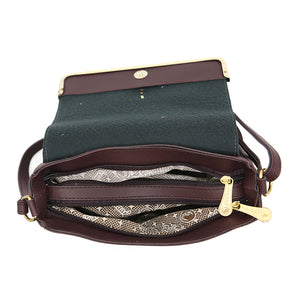 Double Zip Frame Bow Fitting Women Sling Bag - myStore20202019