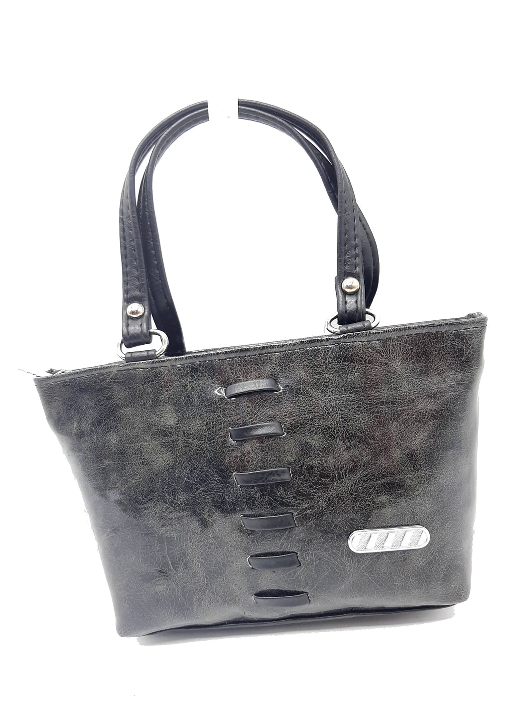 Double Zip Shine Finish Mini Hand Bag - myStore20202019
