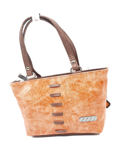 Double Zip Shine Finish Mini Hand Bag - myStore20202019