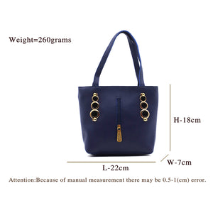 Double Zip Three Circle Fitting Ladies Mini Hand Bag - myStore20202019