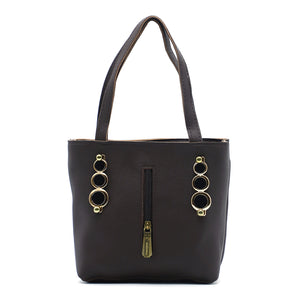 Double Zip Three Circle Fitting Ladies Mini Hand Bag - myStore20202019