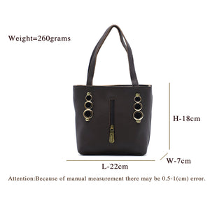 Double Zip Three Circle Fitting Ladies Mini Hand Bag - myStore20202019