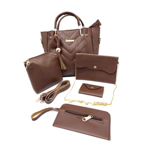 Women's Handbag With Five Piece Purse Sling Wallet Pouch V Embose Jhumka Ladies Bag Combo - myStore20202019