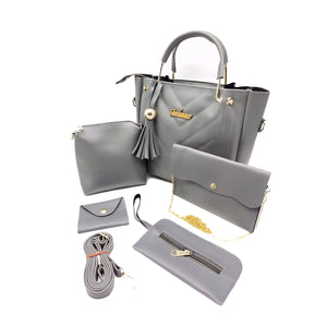 Women's Handbag With Five Piece Purse Sling Wallet Pouch V Embose Jhumka Ladies Bag Combo - myStore20202019