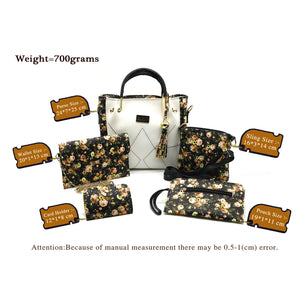 Flower Print V shape Stitched Five Piece Women Combo - myStore20202019