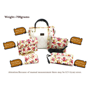 Flower Print V shape Stitched Five Piece Women Combo - myStore20202019