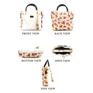Flower Print V shape Stitched Five Piece Women Combo - myStore20202019