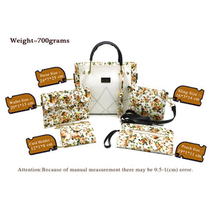 Flower Print V shape Stitched Five Piece Women Combo - myStore20202019