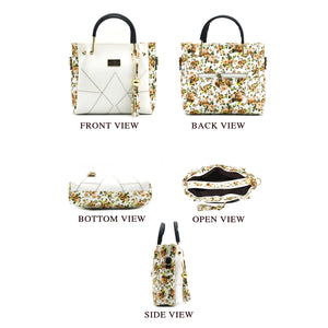 Flower Print V shape Stitched Five Piece Women Combo - myStore20202019