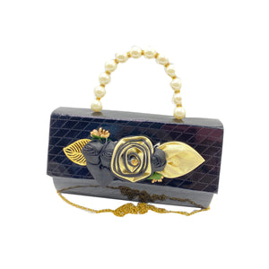 Moti Handle Box Shape Flower Clutch - myStore20202019