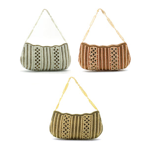 Party Wear Clutch With Moti Work And Boat Shape - myStore20202019