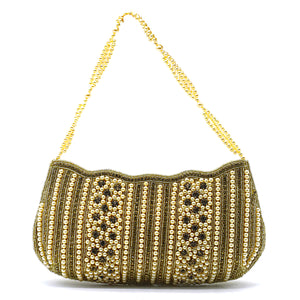 Party Wear Clutch With Moti Work And Boat Shape - myStore20202019