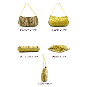 Party Wear Clutch With Moti Work And Boat Shape - myStore20202019