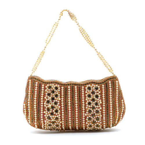 Party Wear Clutch With Moti Work And Boat Shape - myStore20202019