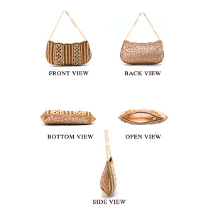 Party Wear Clutch With Moti Work And Boat Shape - myStore20202019