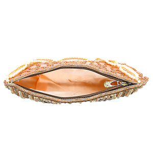 Party Wear Clutch With Moti Work And Boat Shape - myStore20202019