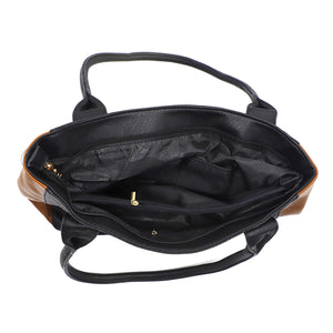 Single Zip Plain Double Color Ladies HandBag - myStore20202019