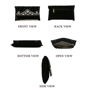 Stone Moti Work Velvet Women Clutch - myStore20202019