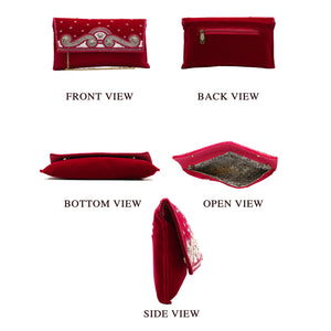 Stone Moti Work Velvet Women Clutch - myStore20202019