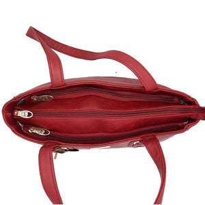 Three Zip Plain Mat Stylish Hand Bag - myStore20202019