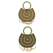 Load image into Gallery viewer, Two In One Bangle Handle Double Layer Moti Work Bridal Ladies Clutch - myStore20202019
