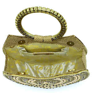 Two In One Bangle Handle Double Layer Moti Work Bridal Ladies Clutch - myStore20202019