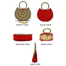Load image into Gallery viewer, Two In One Bangle Handle Double Layer Moti Work Bridal Ladies Clutch - myStore20202019
