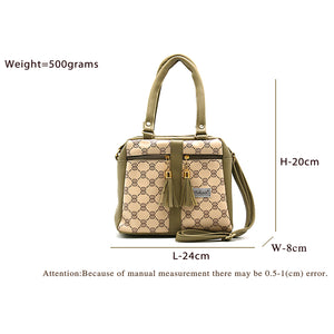 Two In One Circle Printed Double Zip Front Tag Women Sling Bag - myStore20202019