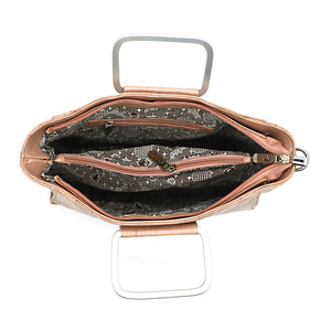 Two In One Double Silver Handle Ladies HandBag - myStore20202019