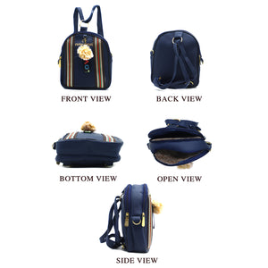 Two In One Double Stripe Double Zip Girls BackPack - myStore20202019